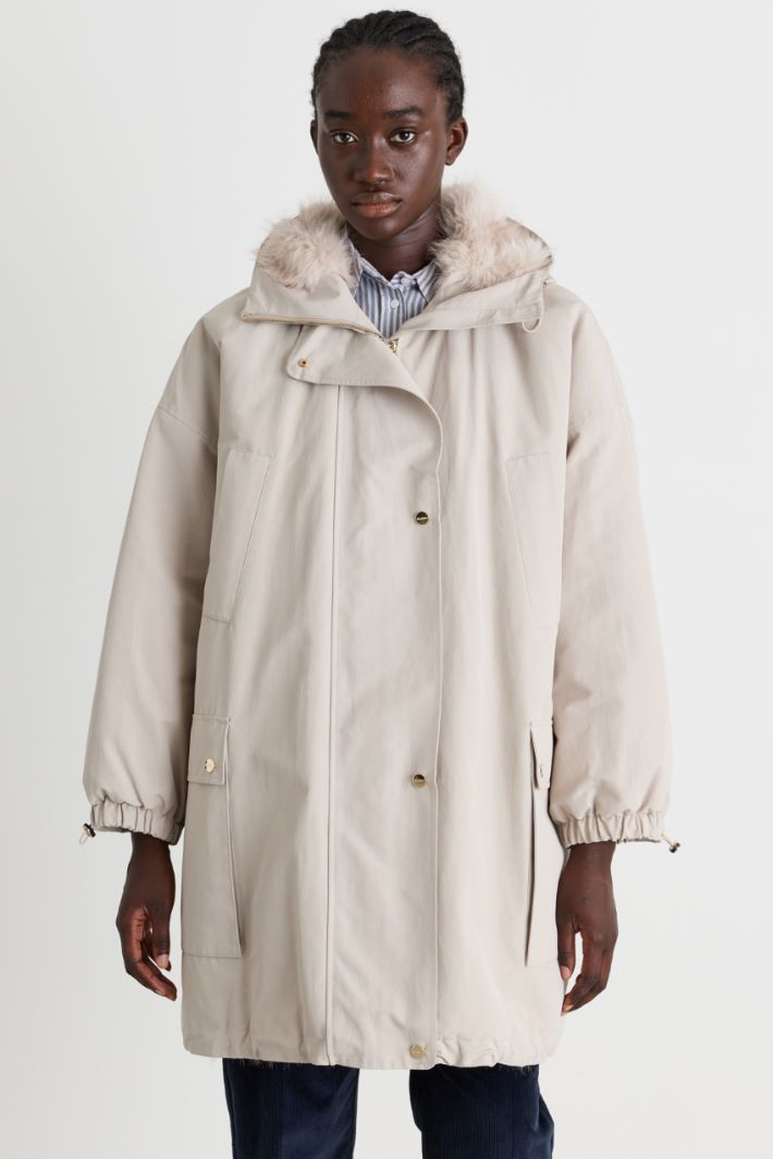 Water-repellent faille parka - BEIGE - Intrend - 2