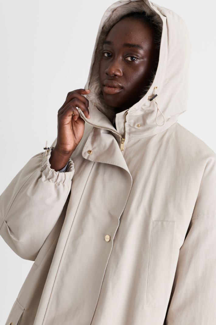Water-repellent faille parka - BEIGE - Intrend - 3