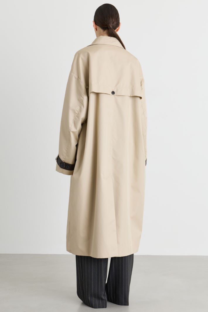 Oversized gabardine trench - BEIGE - Intrend - 4