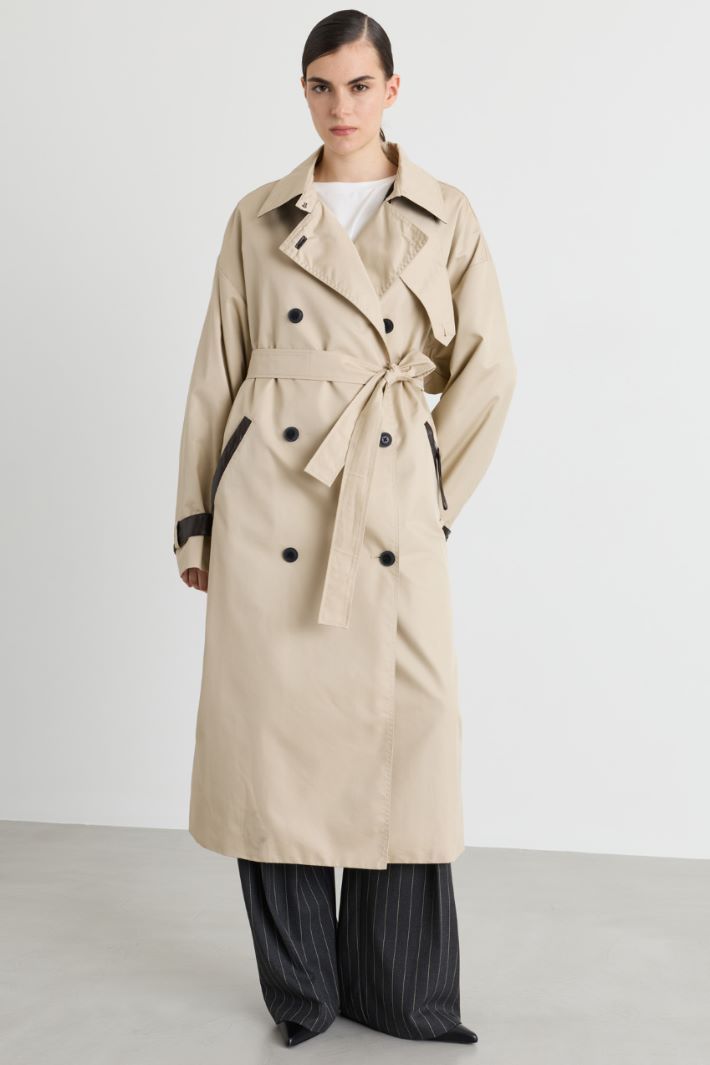 Oversized gabardine trench - BEIGE - Intrend - 2
