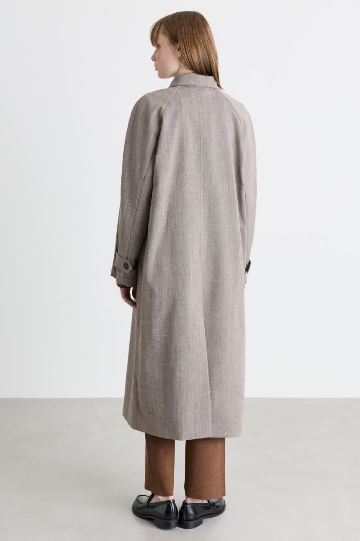 Slub wool trench coat - GREY - Intrend - 4