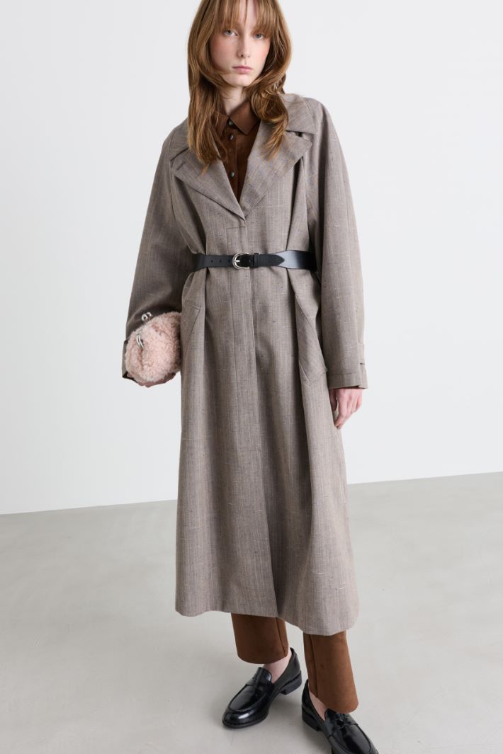 Slub wool trench coat - GREY - Intrend - 2