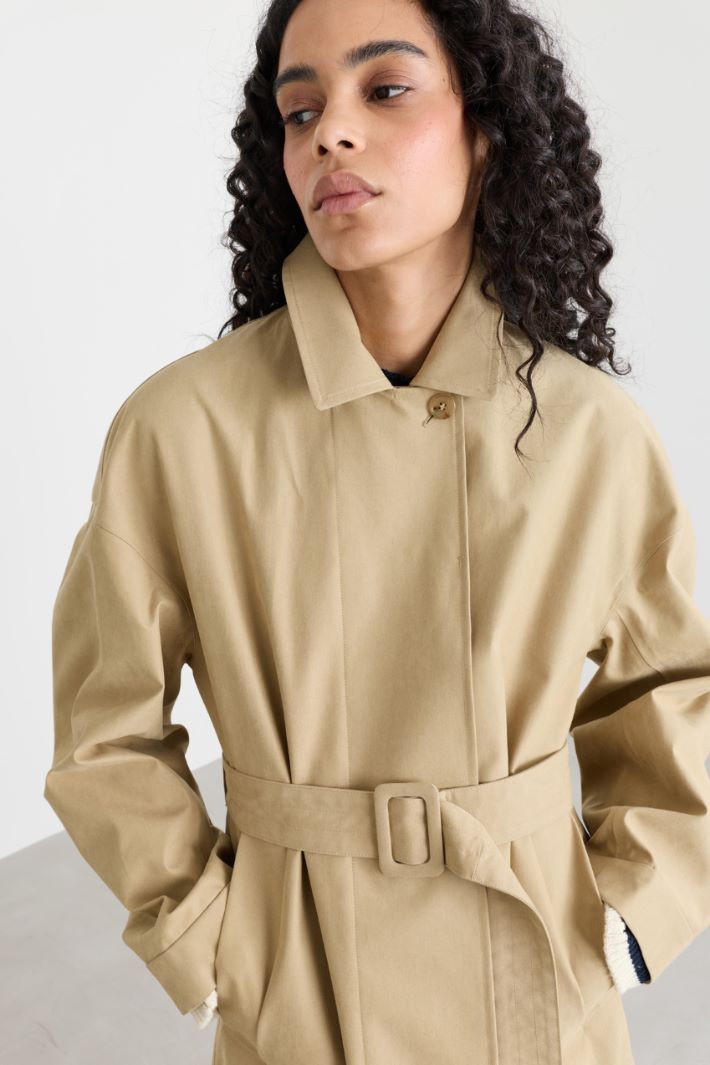 Trench en gabardine déperlante - BEIGE - Intrend - 3