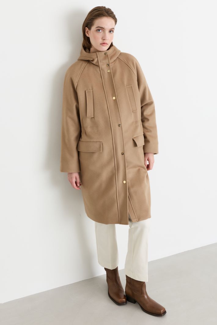 Parka longue en drap de laine - CHAMEAU - Intrend - 2