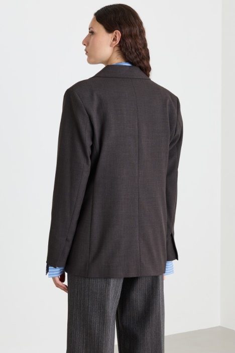 Blazer doppiopetto in grisaglia di misto lana