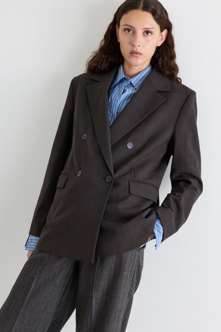Double-breasted blazer - GREY - Intrend - 2