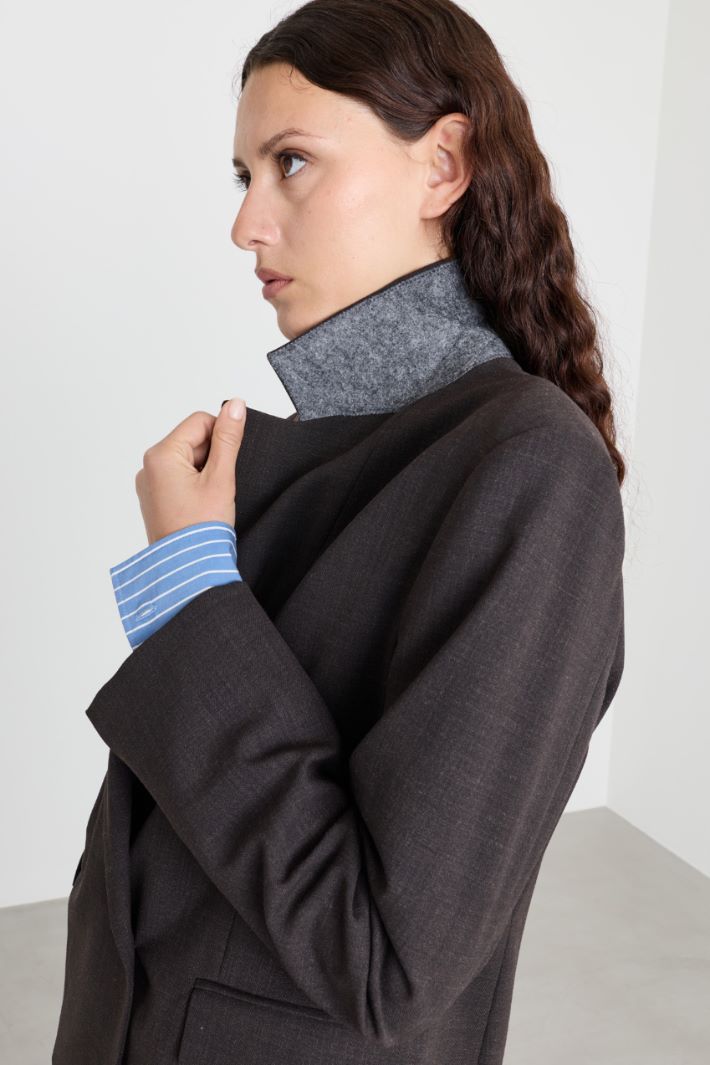 Double-breasted blazer - GREY - Intrend - 3