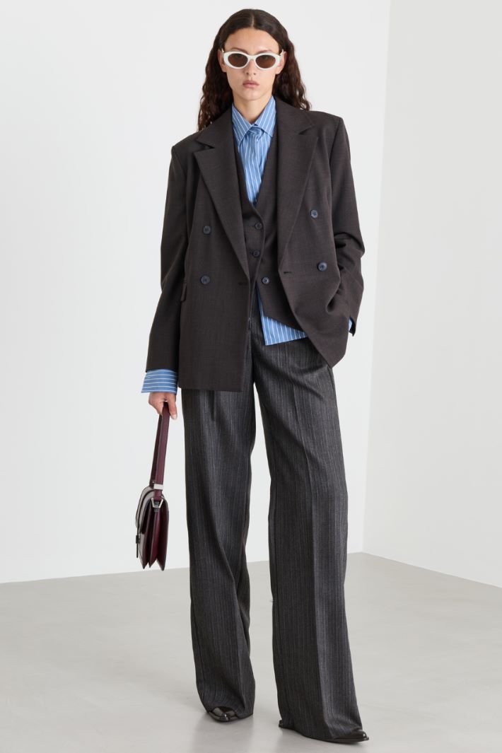 Double-breasted blazer - GREY - Intrend