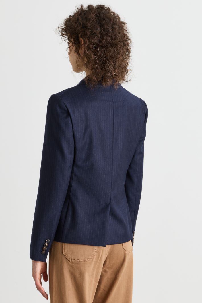 Flannel jacket with asymmetric pockets - BLUE - Intrend - 4