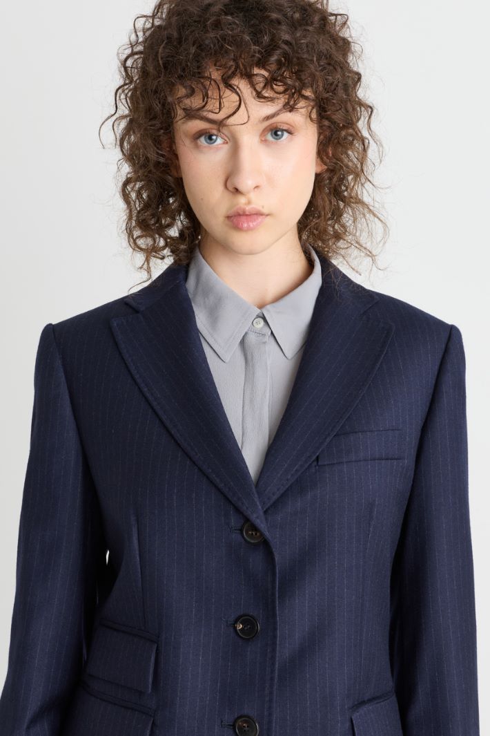 Flannel jacket with asymmetric pockets - BLUE - Intrend - 3