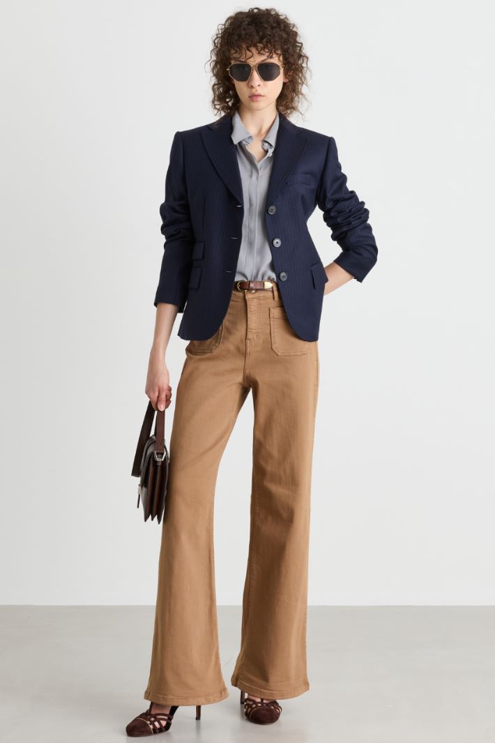 Flannel jacket with asymmetric pockets - BLUE - Intrend
