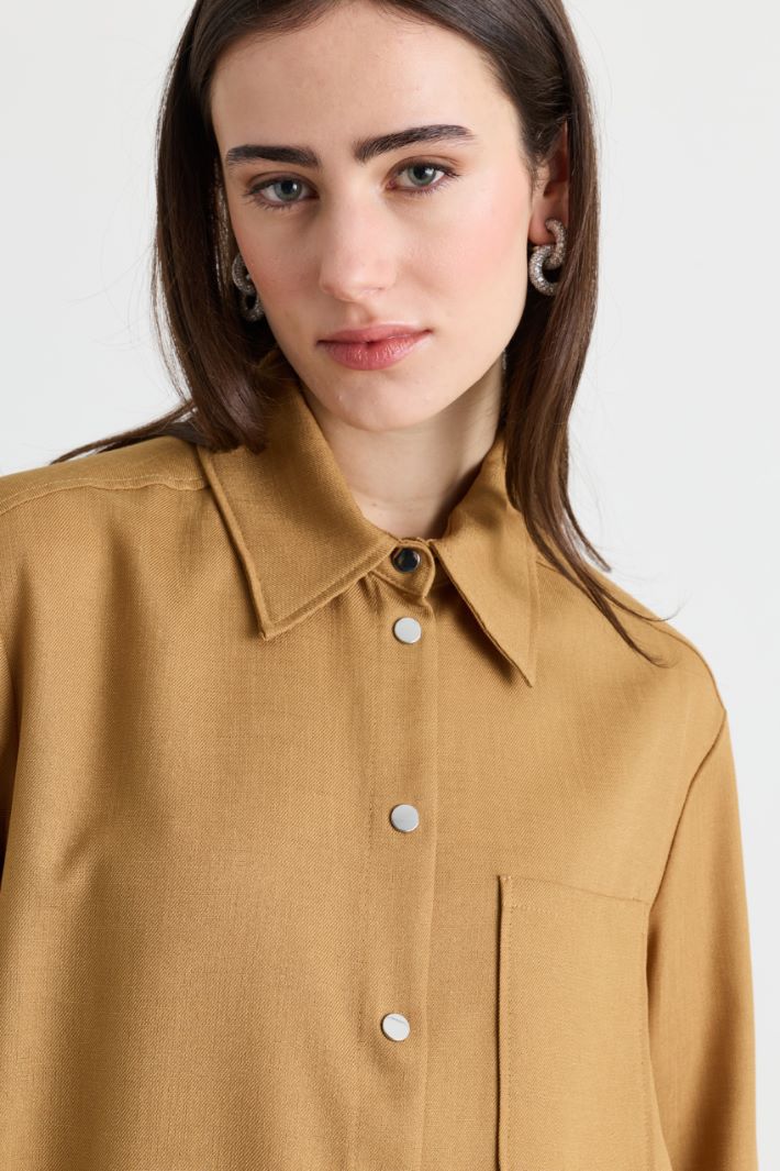 Slub twill overshirt - CAMEL - Intrend - 3