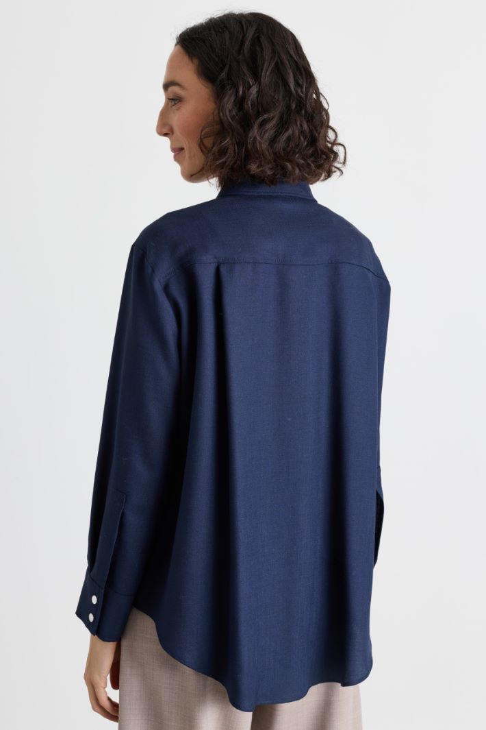 Slub twill overshirt - BLUE - Intrend - 4