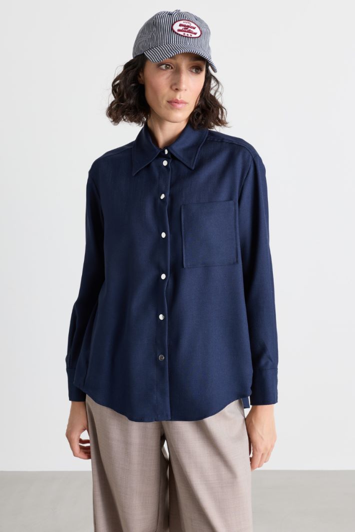 Slub twill overshirt - BLUE - Intrend - 2