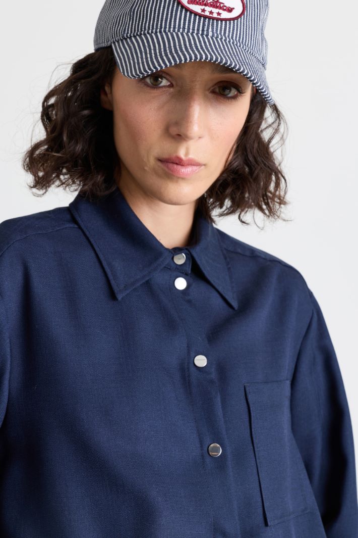 Slub twill overshirt - BLUE - Intrend - 3