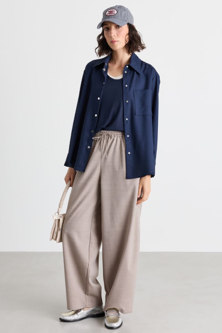 Slub twill overshirt - BLUE - Intrend