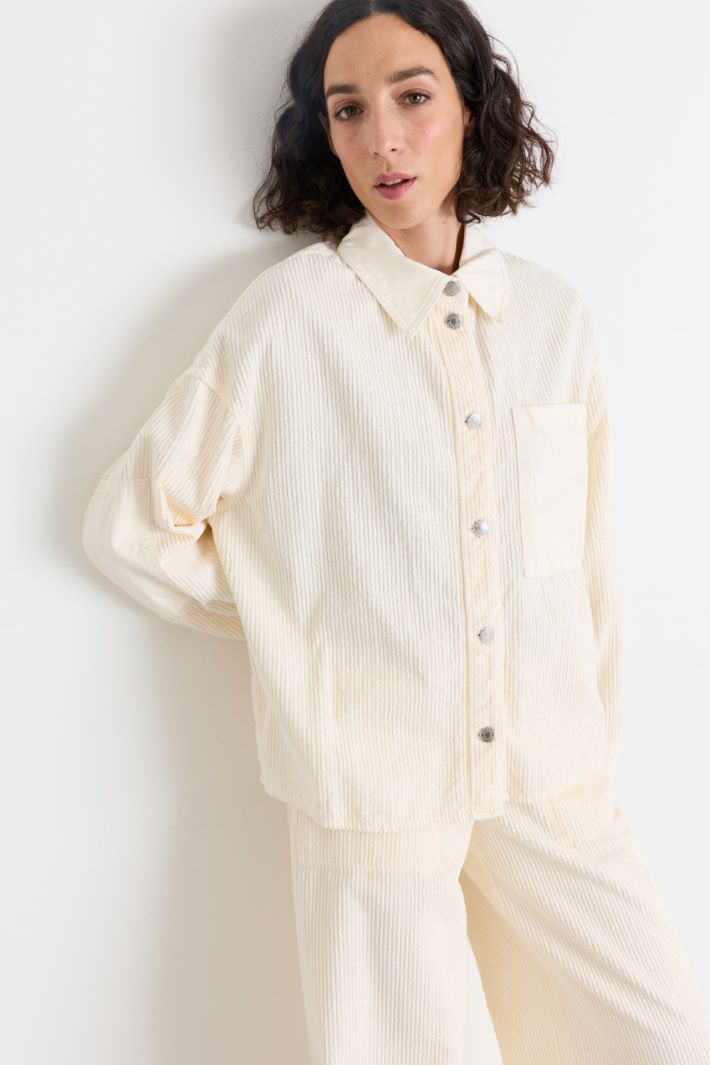 Giacca camicia in velluto a coste - BIANCO - Intrend - 2