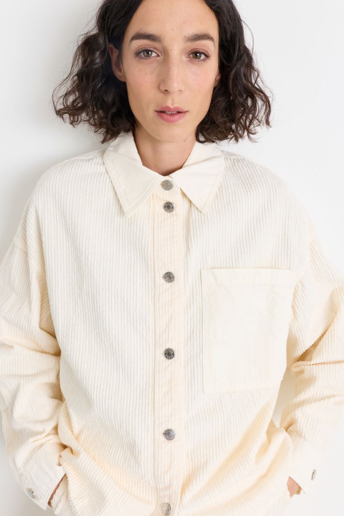 Giacca camicia in velluto a coste - BIANCO - Intrend - 3
