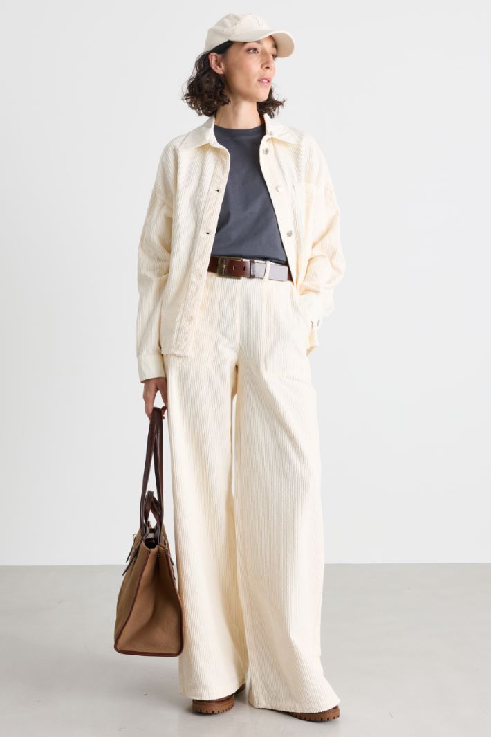 Giacca camicia in velluto a coste - BIANCO - Intrend