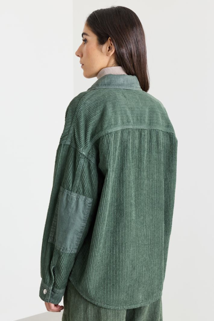 Cotton Corduroy Overshirt - GREEN - Intrend - 4