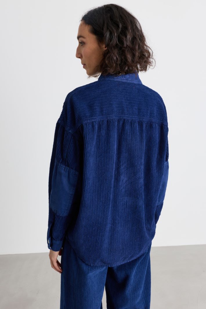Cotton Corduroy Overshirt - BLUE - Intrend - 4