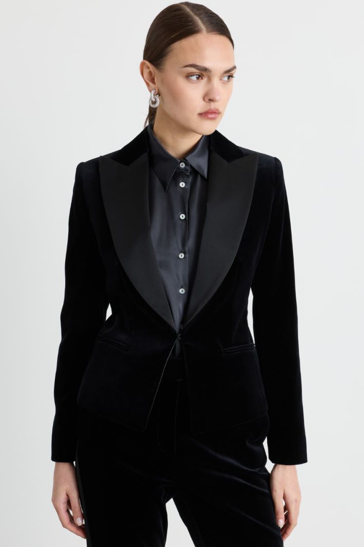 Velvet Dinner Jacket - BLACK - Intrend - 2