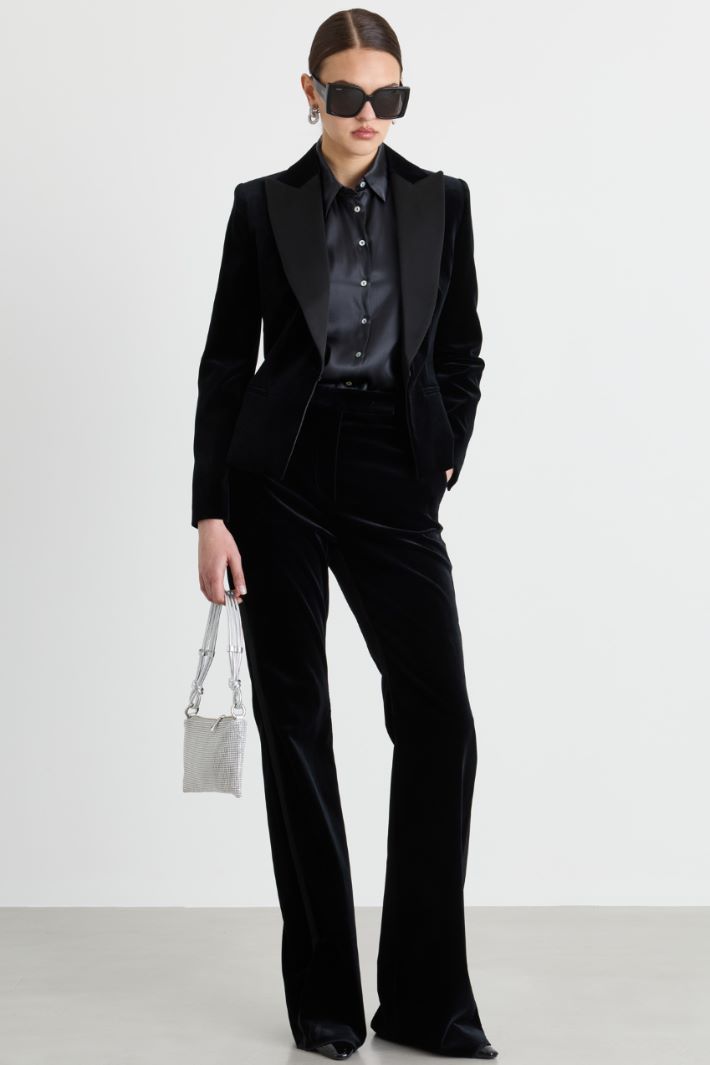 Velvet Dinner Jacket - BLACK - Intrend