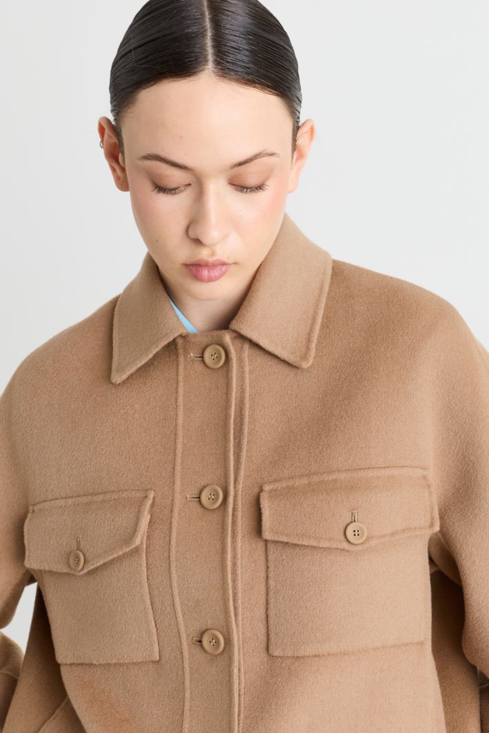 Boxy wool-blend jacket - CAMEL - Intrend - 3