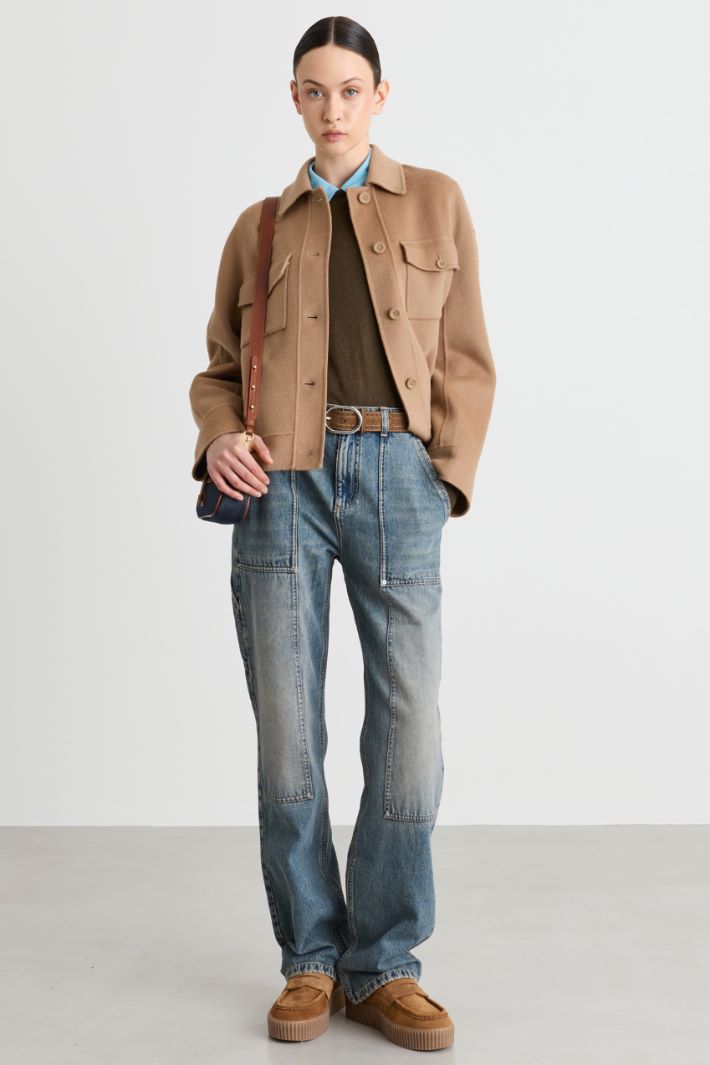 Boxy wool-blend jacket - CAMEL - Intrend