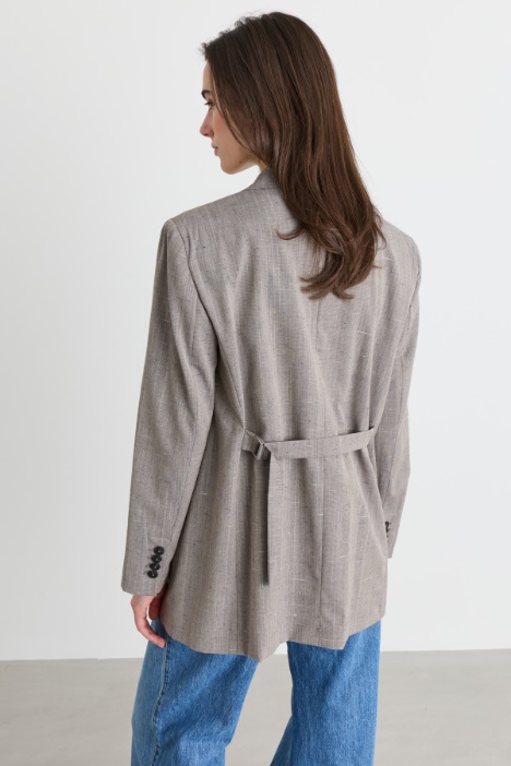 Blazer in tela di misto lana a texture fiammata