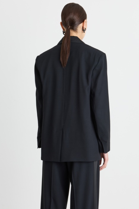 Blazer smoking fluido in misto viscosa