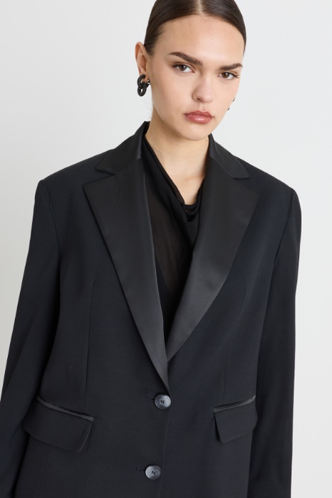 Blazer smoking fluido in misto viscosa