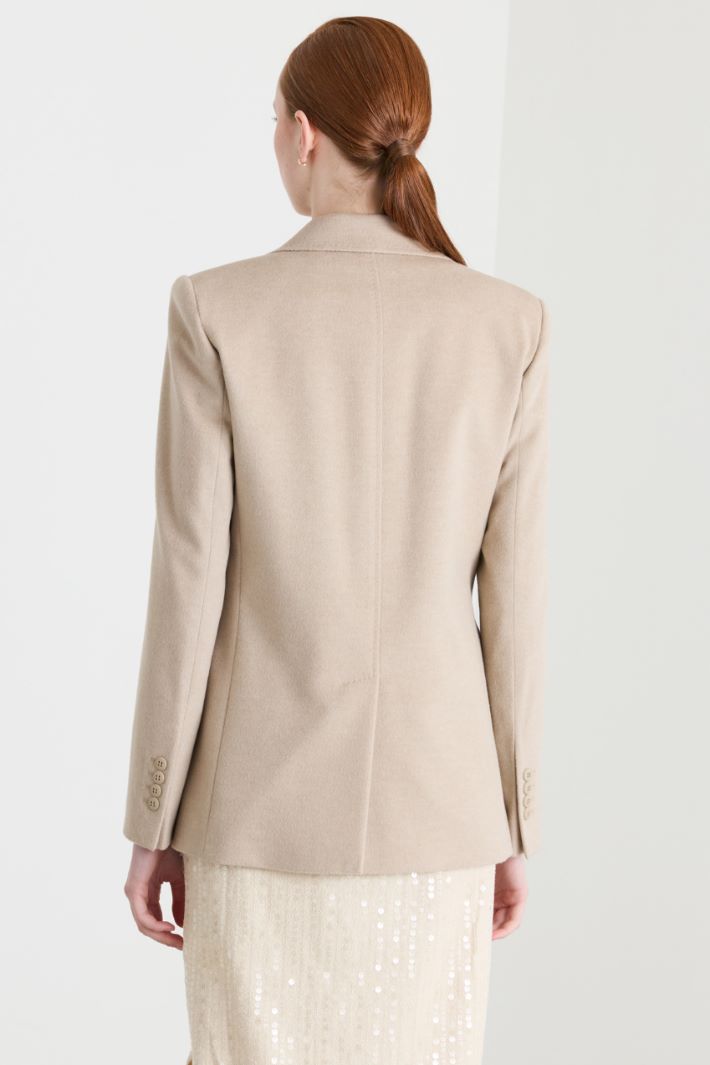 Wool Drap Blazer - BEIGE - Intrend - 4