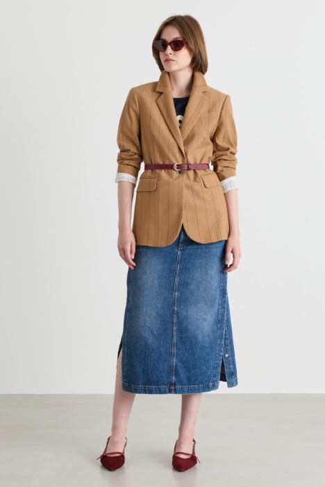 Single-Button Flannel Blazer - Intrend