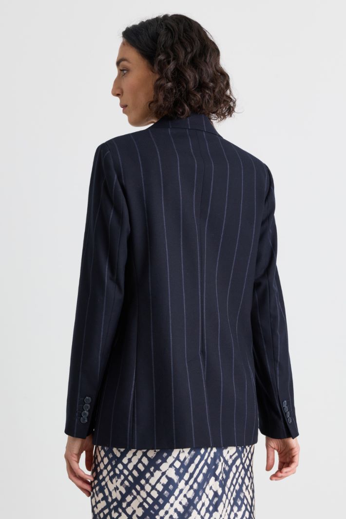 Blazer in flanella con bottone singolo - BLU - Intrend - 4