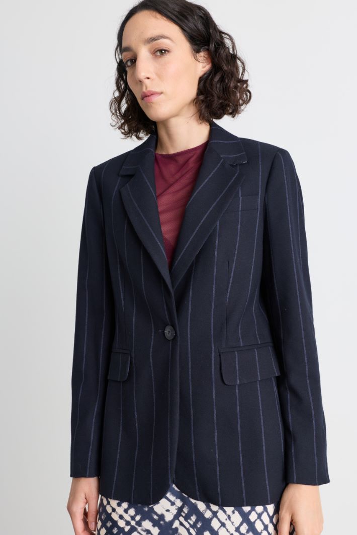 Blazer in flanella con bottone singolo - BLU - Intrend - 2