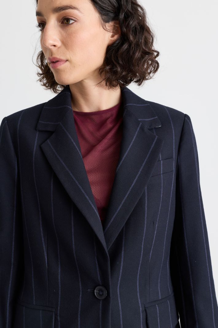 Blazer in flanella con bottone singolo - BLU - Intrend - 3