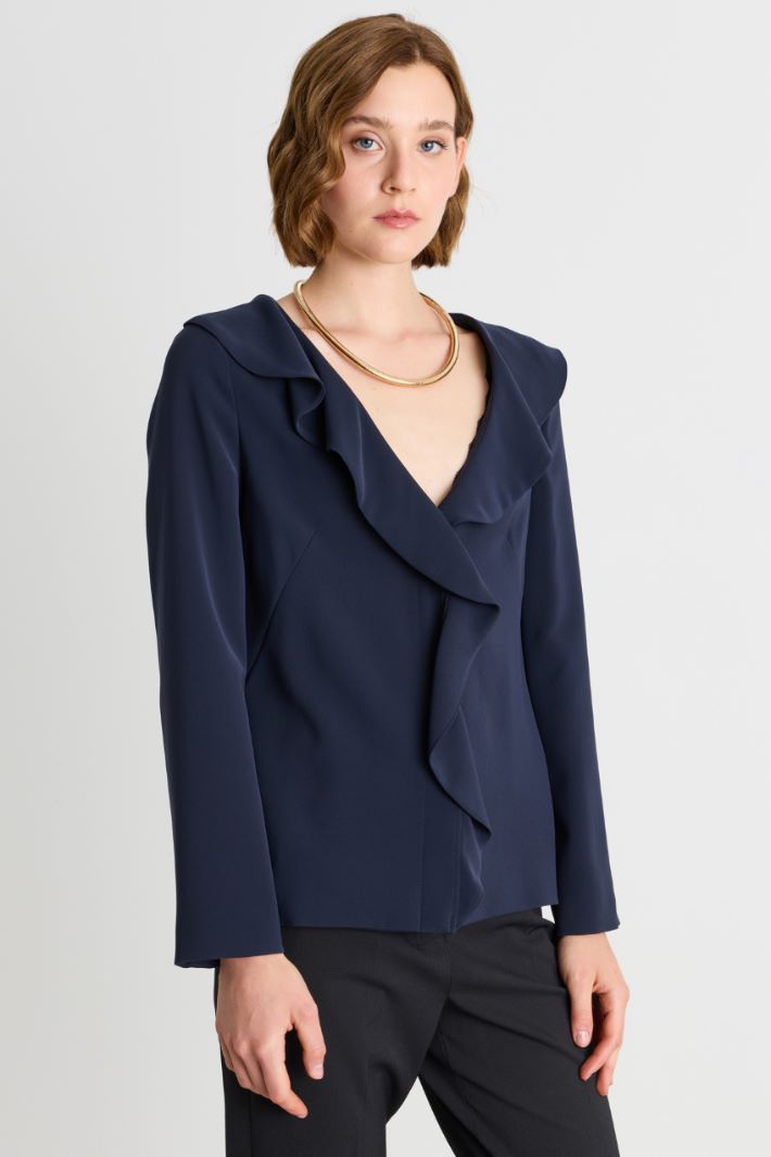 Giacca in cady con volant - BLU - Intrend - 2