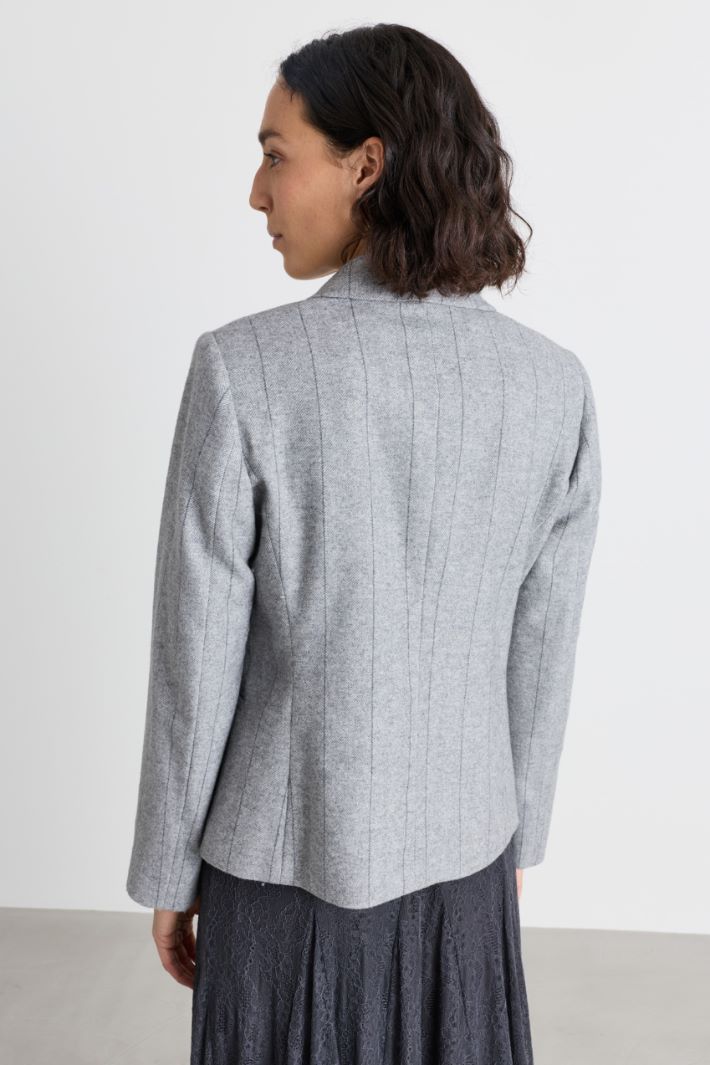 Slim-Fit Flannel Blazer - GREY - Intrend - 4