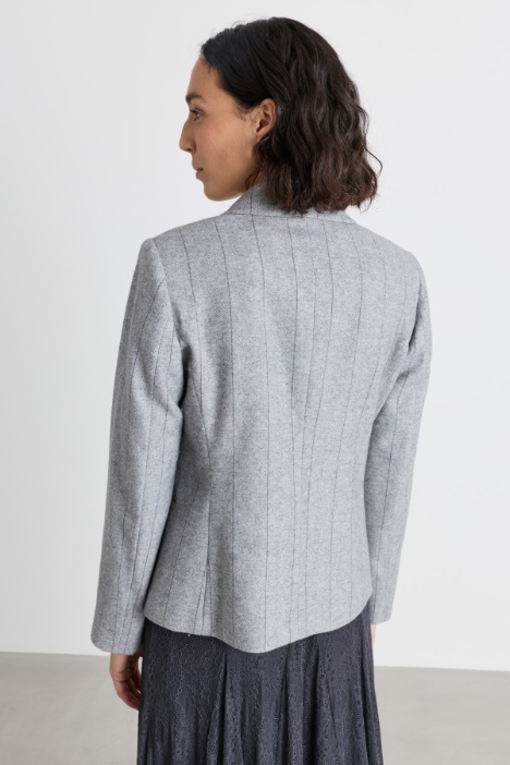 Blazer slim in flanella di misto lana