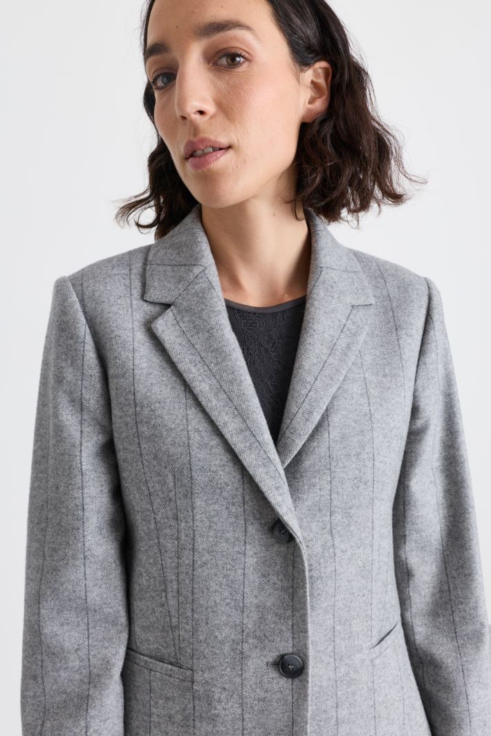 Slim-Fit Flannel Blazer - GREY - Intrend - 3