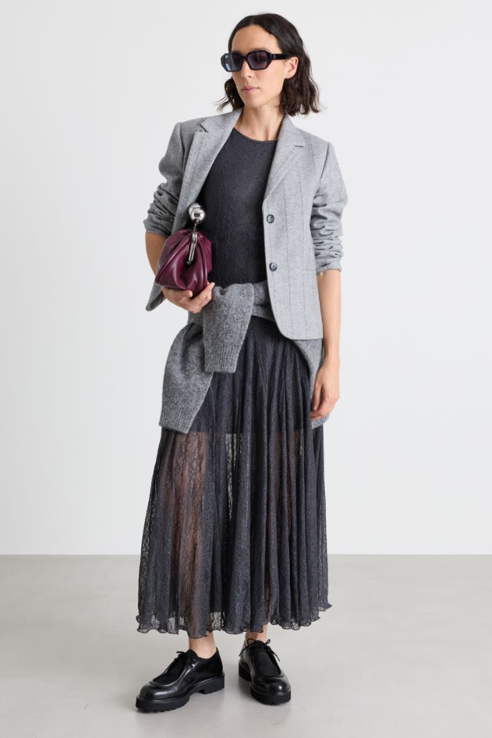 Slim-Fit Flannel Blazer - GREY - Intrend
