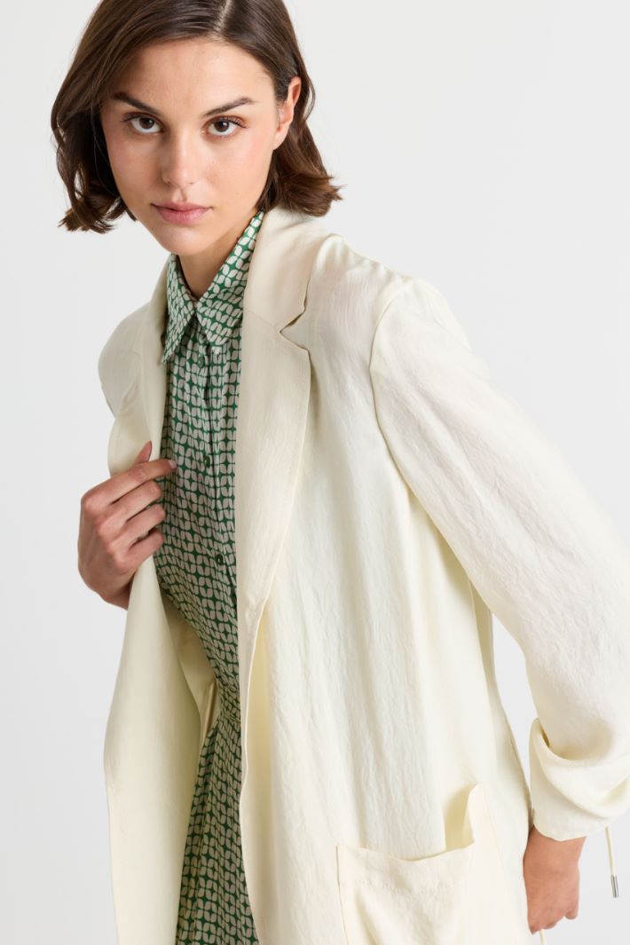 Crinkle-twill blazer - WHITE - Intrend - 3