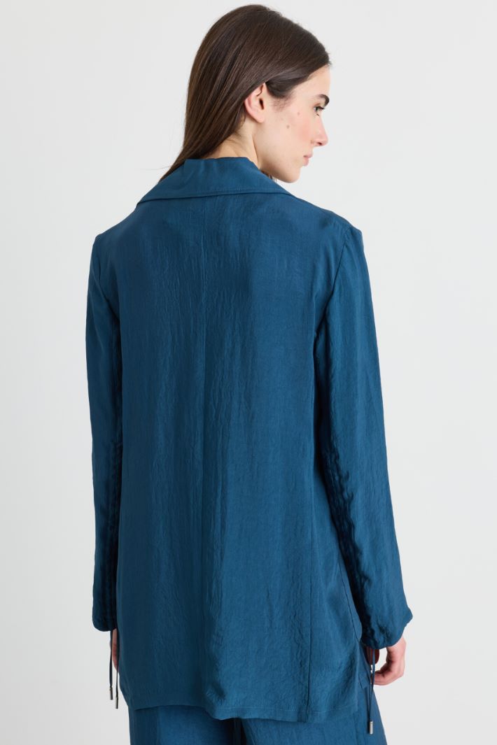 Crinkle-twill blazer - BLUE - Intrend - 4