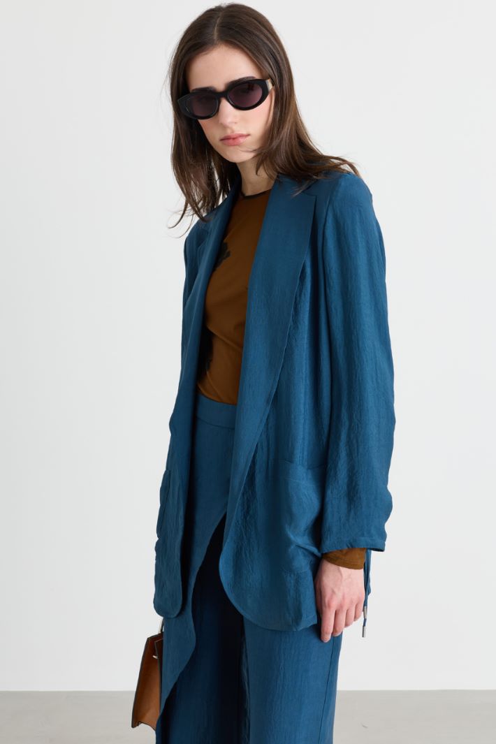 Crinkle-twill blazer - BLUE - Intrend - 2