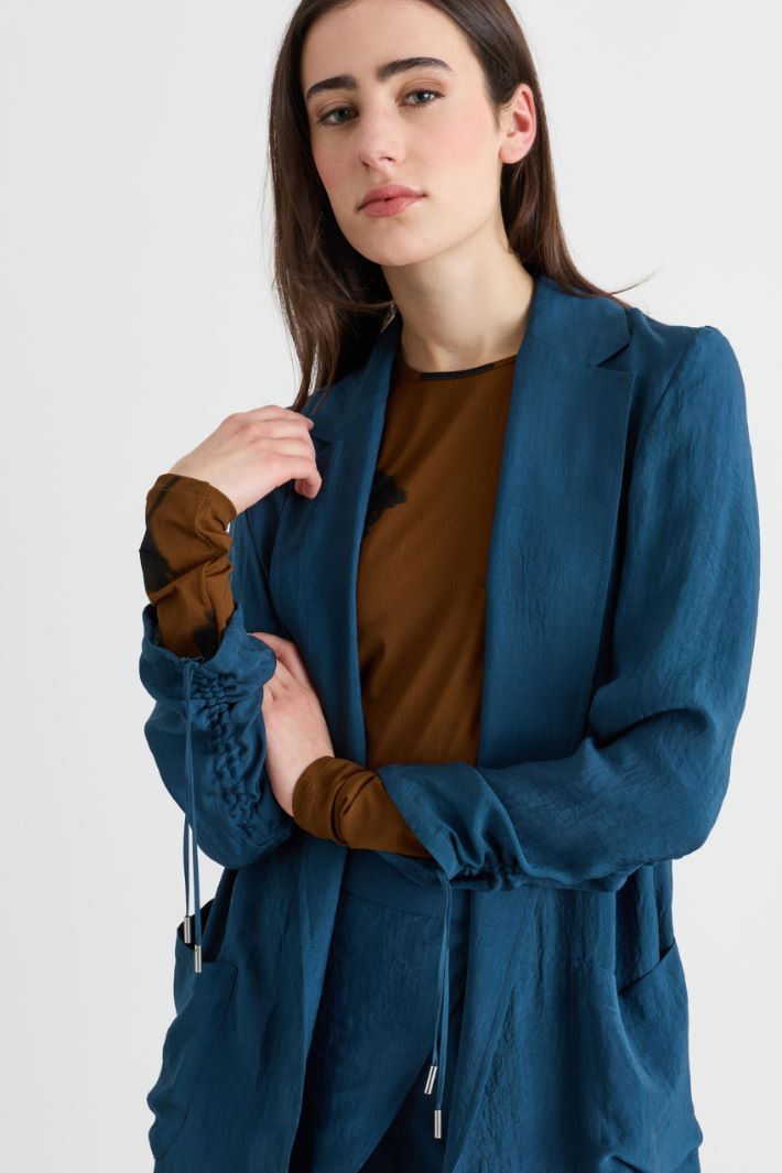 Crinkle-twill blazer - BLUE - Intrend - 3