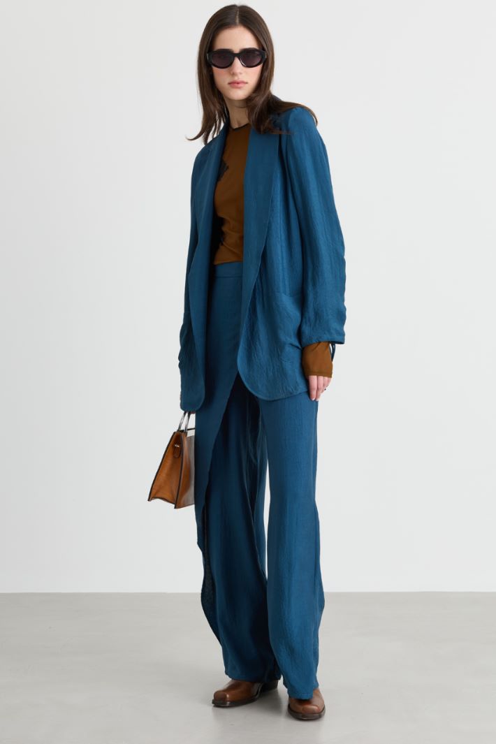 Crinkle-twill blazer - BLUE - Intrend
