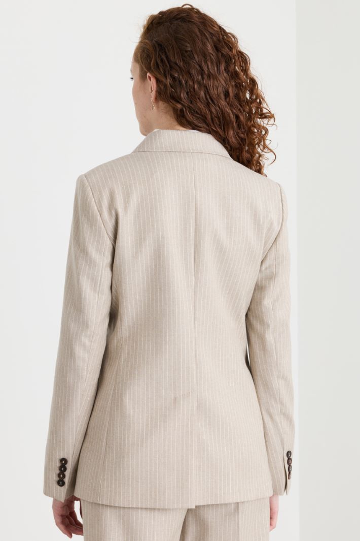Double-breasted flannel blazer - BEIGE - Intrend - 4