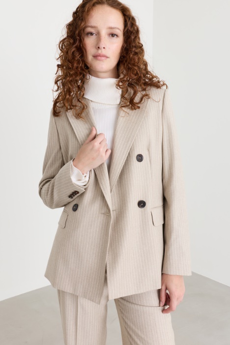 Double-breasted flannel blazer - Intrend