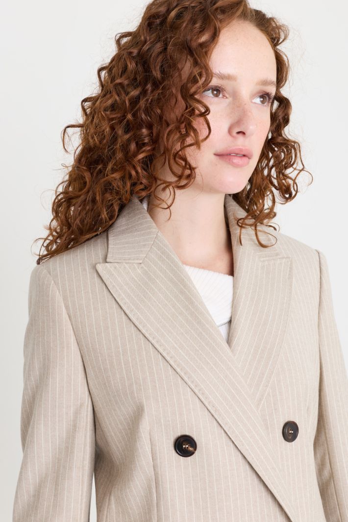 Double-breasted flannel blazer - BEIGE - Intrend - 3
